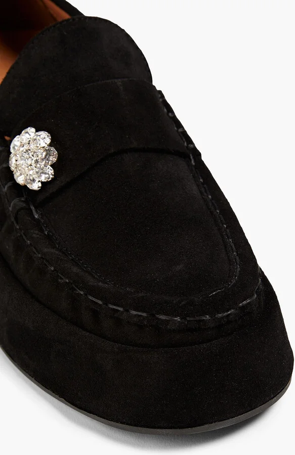 Crystal-embellished suede platform loafers - Image 4