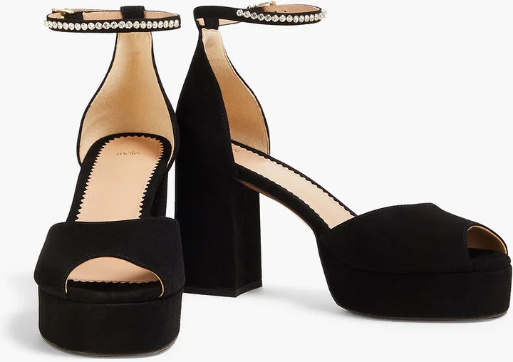 Crystal-embellished suede platform sandals - Image 2