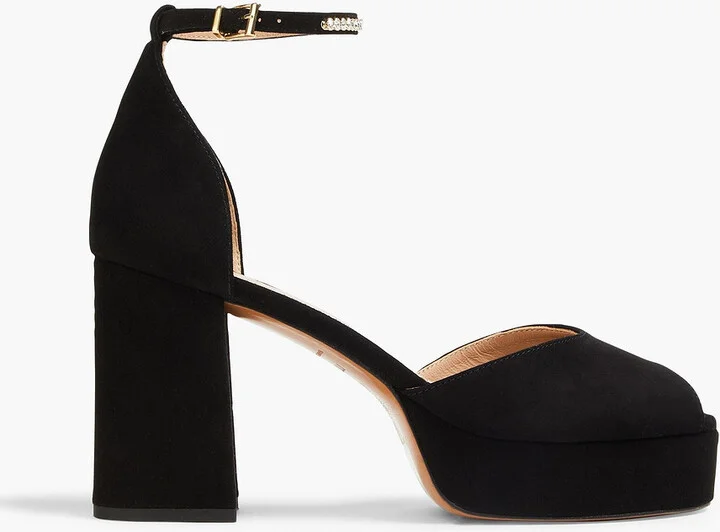 Crystal-embellished suede platform sandals