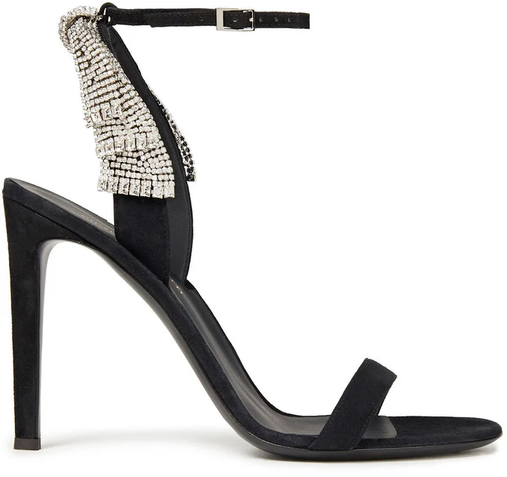 Crystal-embellished suede sandals