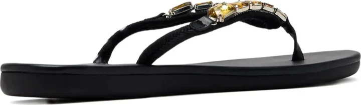 crystal-embellished T-strap flip-flops