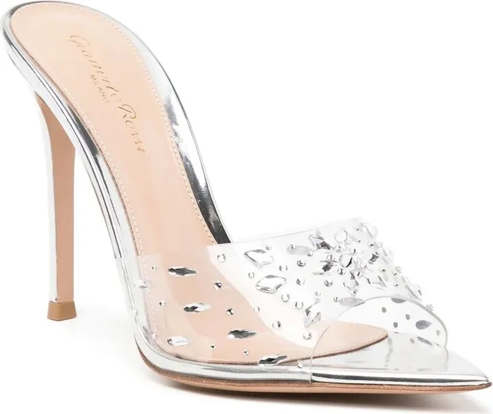 Crystal-Embellished Transparent Mules - Image 2