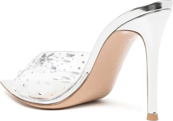 Crystal-Embellished Transparent Mules - Image 3