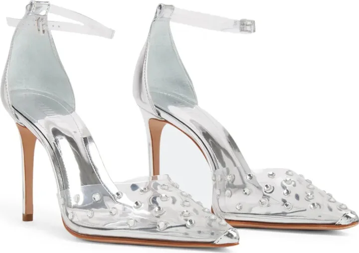 Crystal-Embellished Transparent Pumps - Image 5