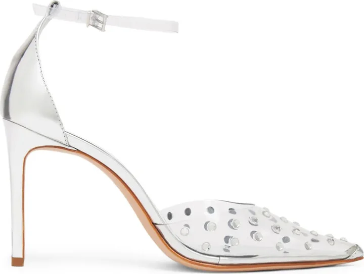 Crystal-Embellished Transparent Pumps