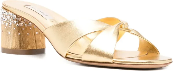 Crystal-Embellished Twist-Strap Heeled Sandals - Image 2