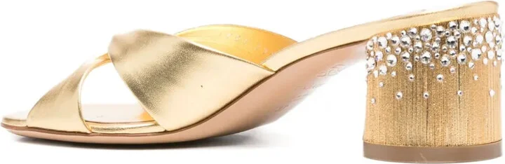 Crystal-Embellished Twist-Strap Heeled Sandals - Image 3