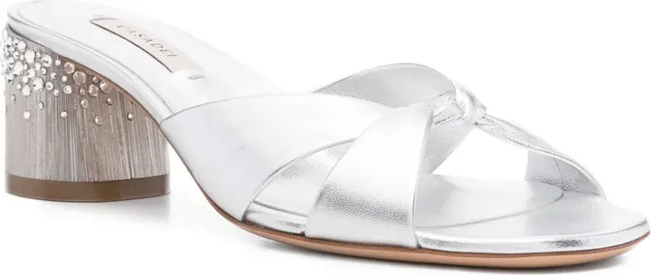 Crystal-Embellished Twist-Strap Heeled Sandals - Image 2