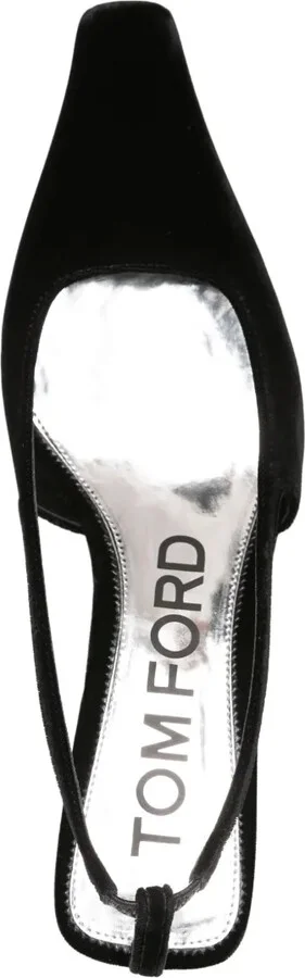 Crystal-Embellished Velvet Slingback Pumps - Image 4