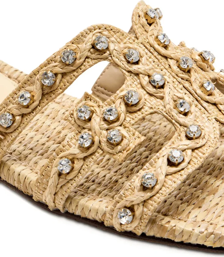 Crystal-Embellished Woven Sandals - Image 4
