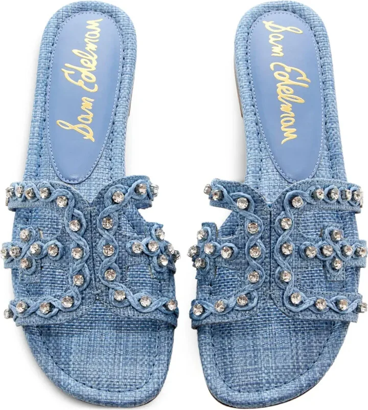 Crystal-Embellished Woven Sandals - Image 3