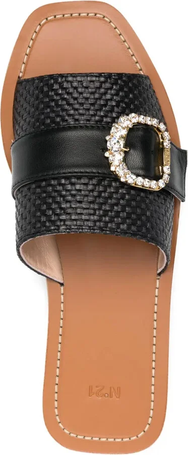 Crystal-Embellished Woven Slides - Image 4