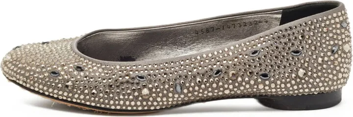 Crystal-Embellishment Ballet Flats