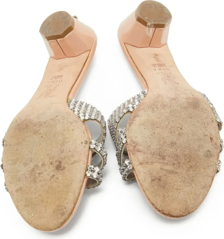 Crystal-Embellishment Leather Sandals - Image 4