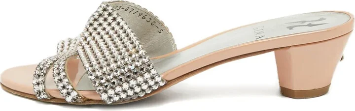 Crystal-Embellishment Leather Sandals