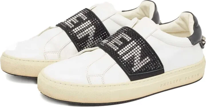 Crystal-Embellishment Leather Sneakers - Image 2