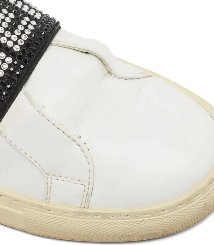 Crystal-Embellishment Leather Sneakers - Image 5