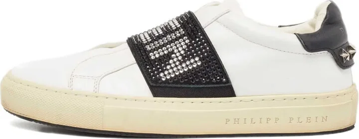 Crystal-Embellishment Leather Sneakers