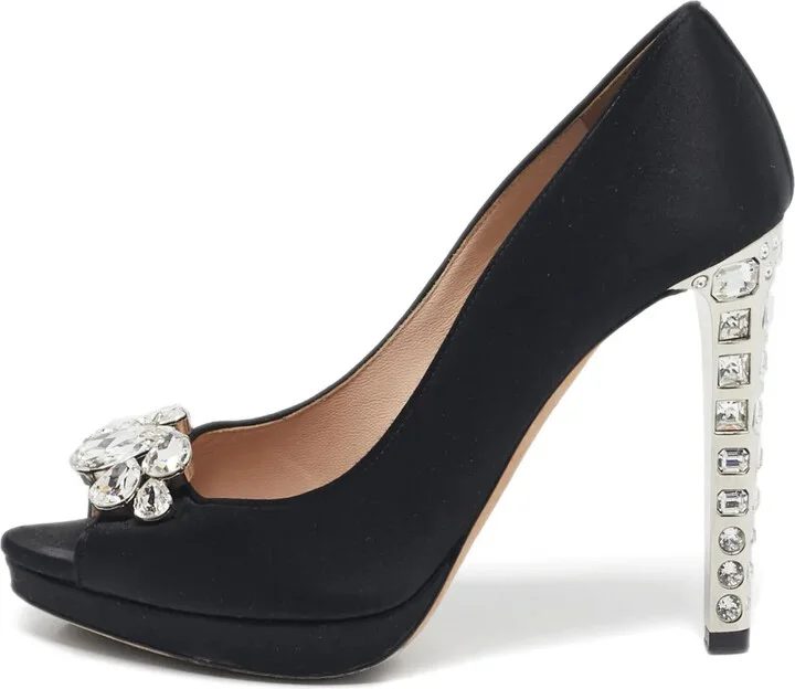 Crystal-Embellishment Platform Pumps
