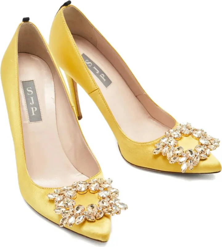 Crystal-Embellishment Satin Pumps - Image 2
