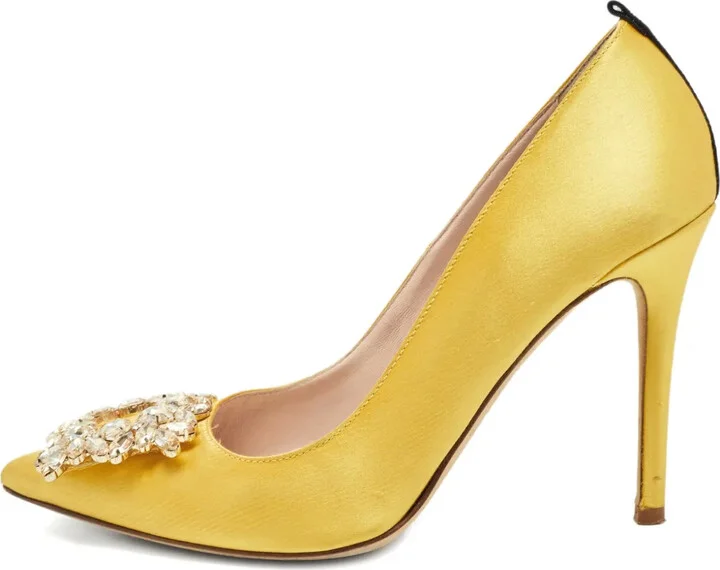 Crystal-Embellishment Satin Pumps