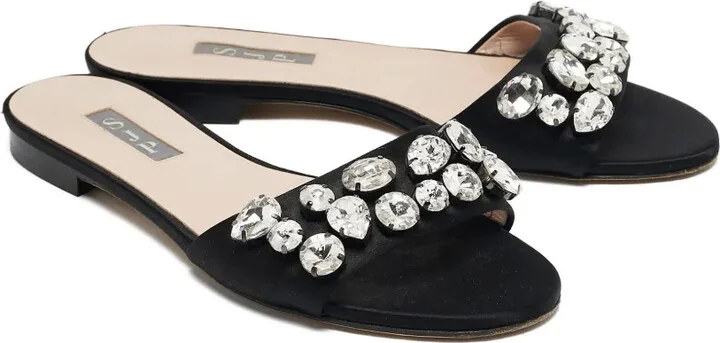 Crystal-Embellishment Satin Sandals - Image 3