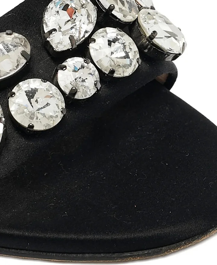Crystal-Embellishment Satin Sandals - Image 5