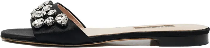 Crystal-Embellishment Satin Sandals