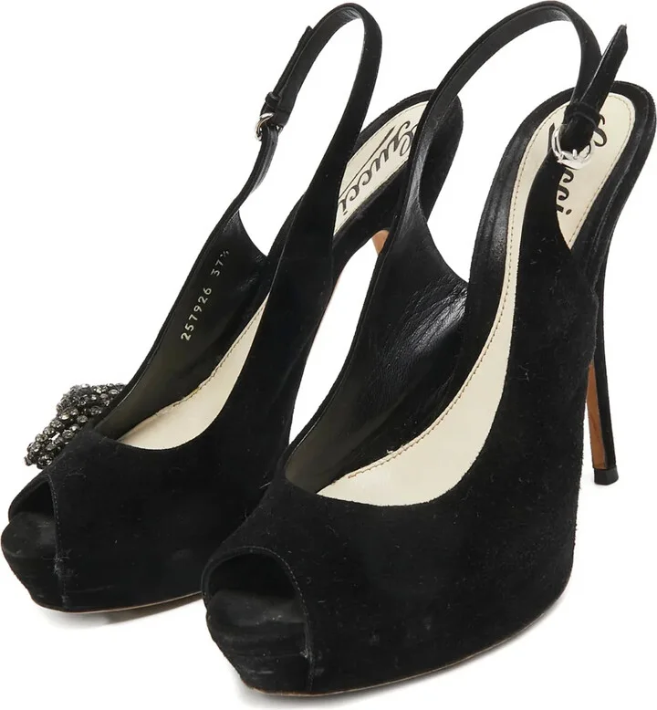 Crystal-Embellishment Slingback Pumps