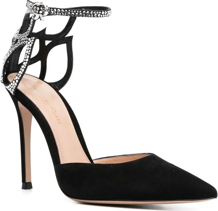Crystal Fleur 105mm suede pumps - Image 2