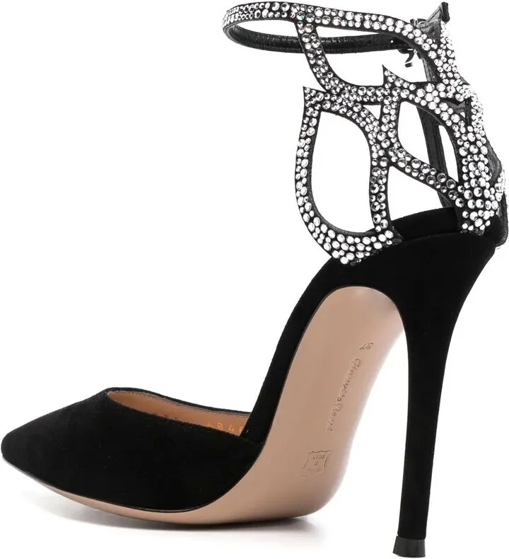 Crystal Fleur 105mm suede pumps - Image 3