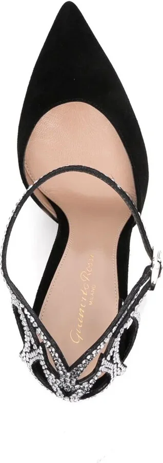 Crystal Fleur 105mm suede pumps - Image 4