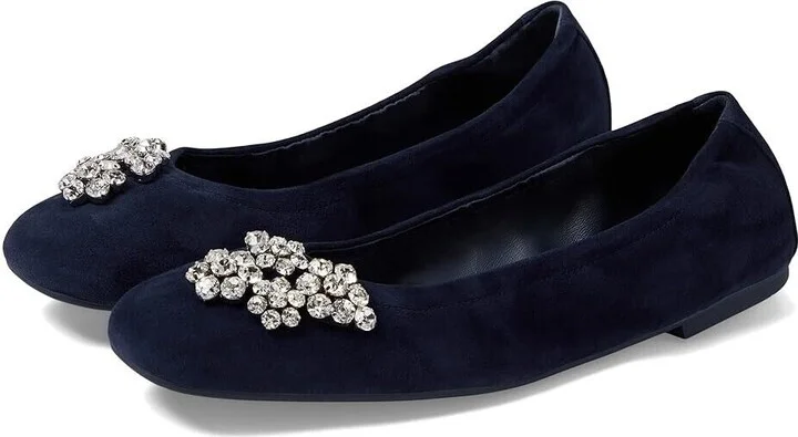 Crystal Fleur Ballet Flat Womens 6.5 Nice Blue Square Toe KHD842