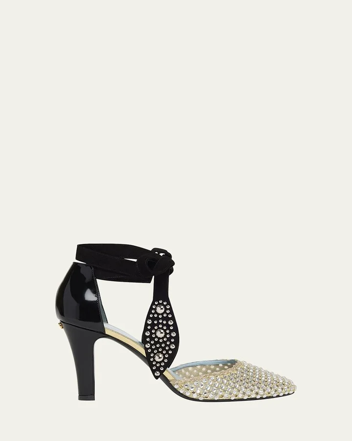 Crystal Foliage Mesh Pumps