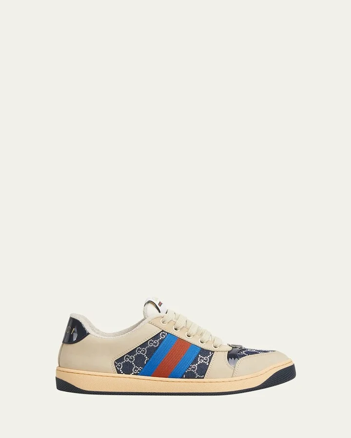 Crystal GG Denim Screener Low-Top Sneakers