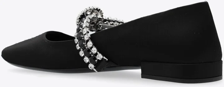 Crystal Gianni Ribbon Satin Ballet Flats - Image 2