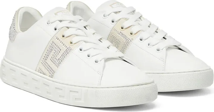 Crystal Greca leather sneakers - Image 2