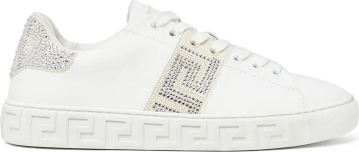 Crystal Greca leather sneakers