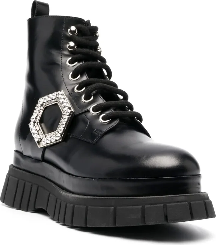 Crystal Hexagon Detail Ankle Boots - Image 2