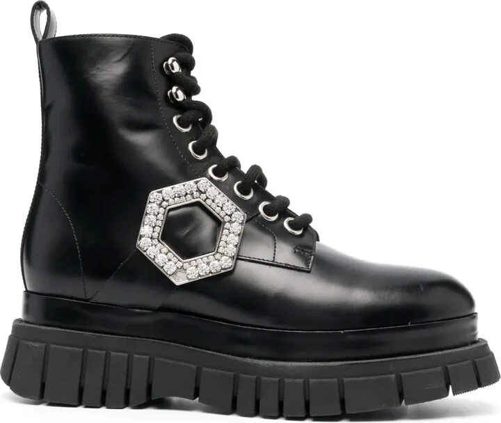 Crystal Hexagon Detail Ankle Boots