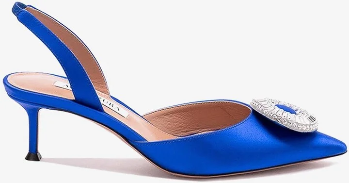Crystal Hoop 50 Satin Slingback Pumps