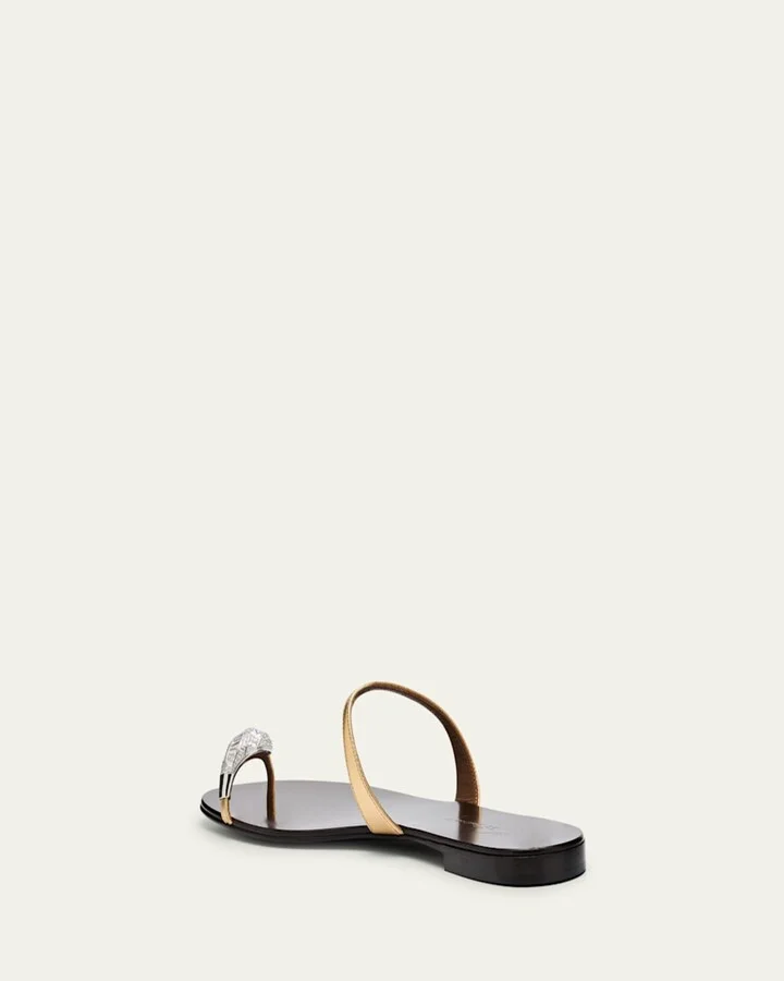 Crystal Jewel Thin Strap Leather Sandals - Image 3