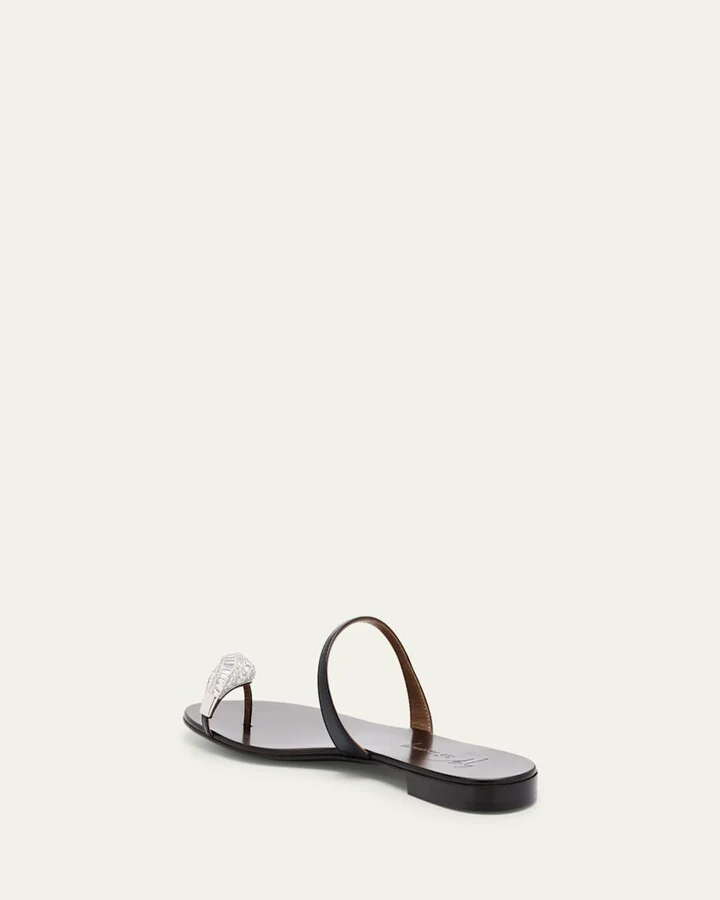 Crystal Jewel Thin Strap Leather Sandals - Image 9
