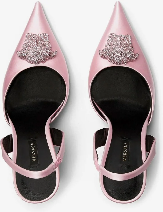 Crystal La Medusa 105 Satin Slingback Pumps - Image 2
