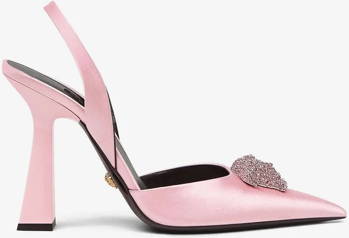 Crystal La Medusa 105 Satin Slingback Pumps