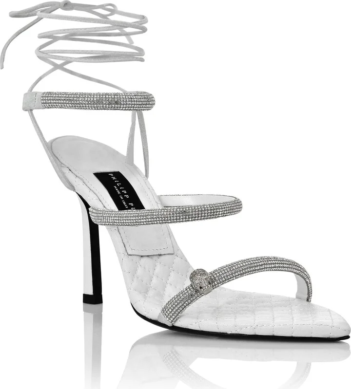 Crystal Lace-up Sandals