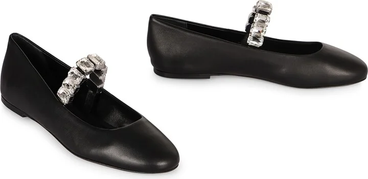 Crystal Leather Ballet Flats - Image 3