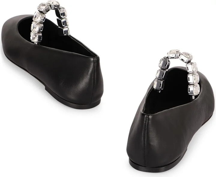 Crystal Leather Ballet Flats - Image 4