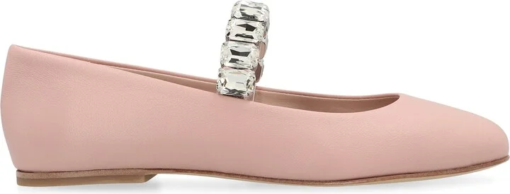 Crystal Leather Ballet Flats - Image 2
