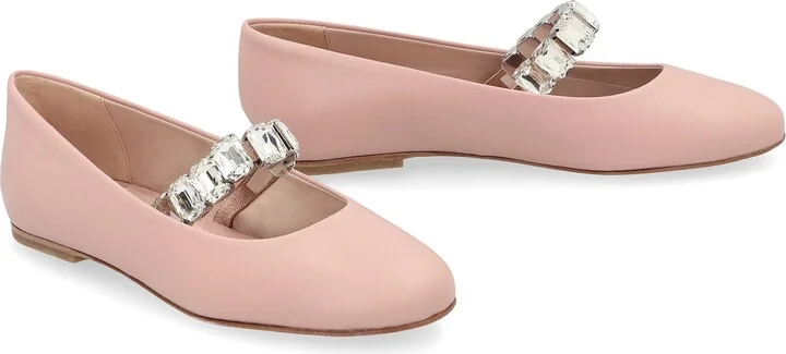 Crystal Leather Ballet Flats - Image 3